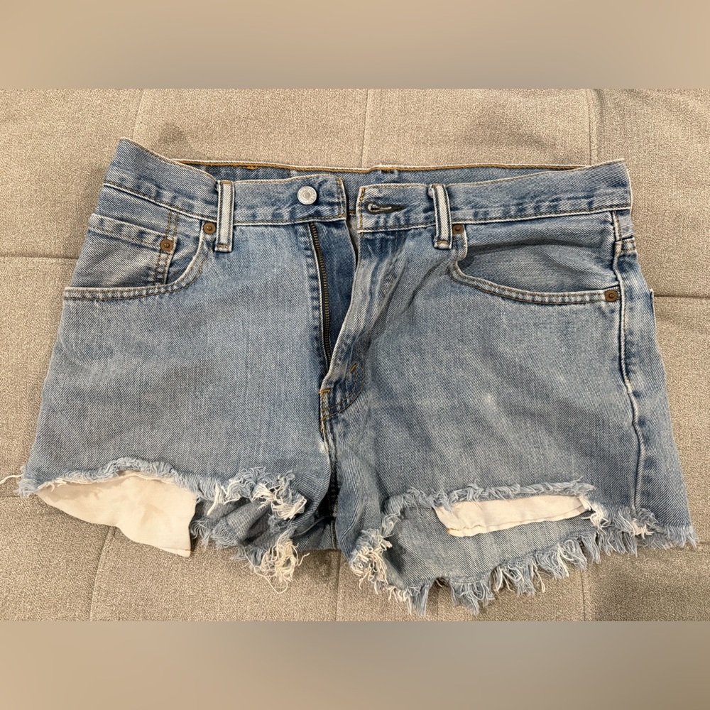 Levi's Light Blue Distressed Denim Cutoff Shorts